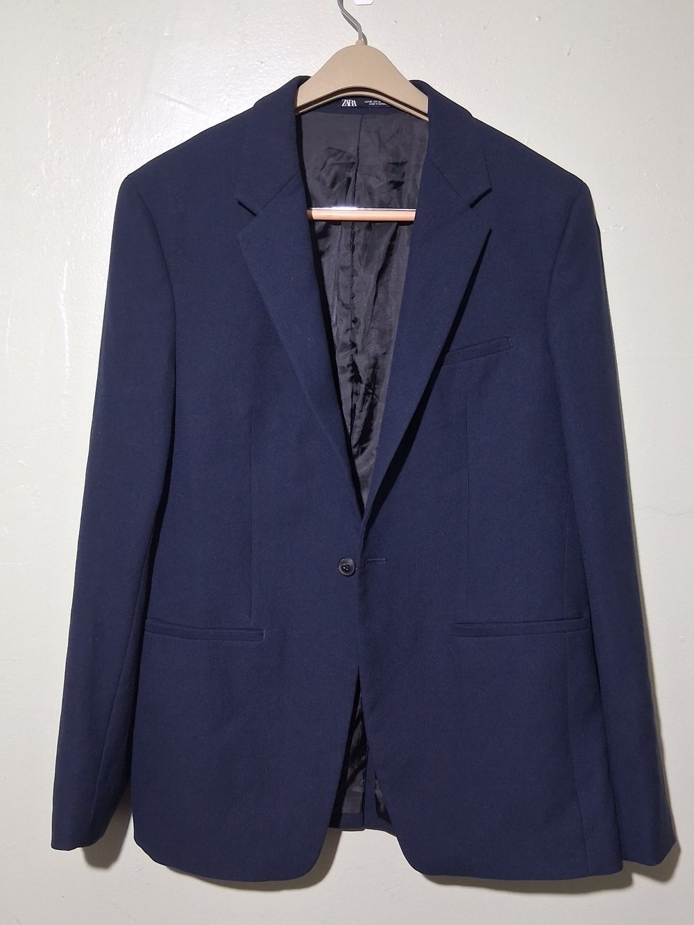 Zara Men's Navy Single-Button Blazer